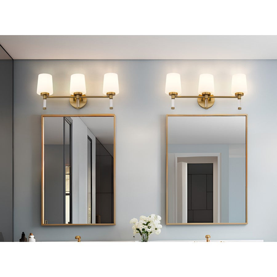 Z-Lite Henri 3 Light Vanity, Modern Gold/White Opal