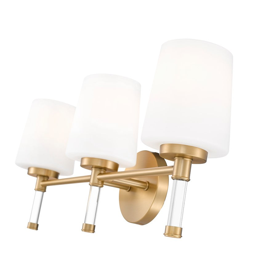 Z-Lite Henri 3 Light Vanity, Modern Gold/White Opal