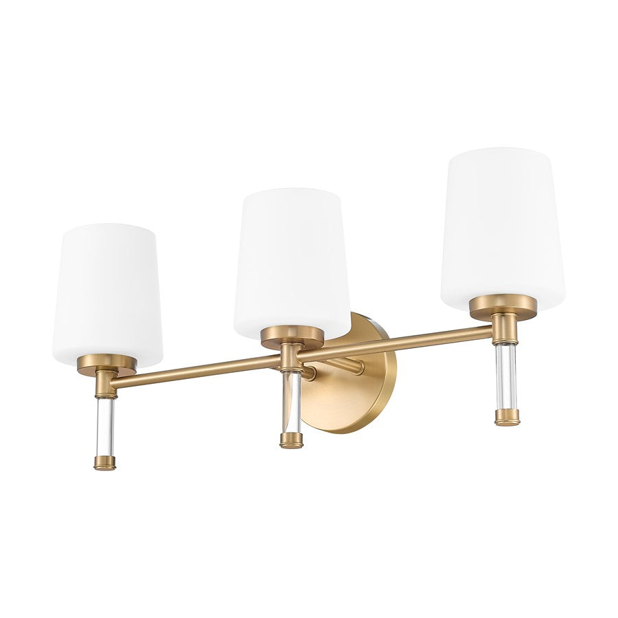 Z-Lite Henri 3 Light Vanity, Modern Gold/White Opal