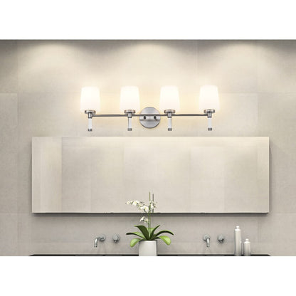 Z-Lite Henri 4 Light Vanity, Brushed Nickel/White Opal