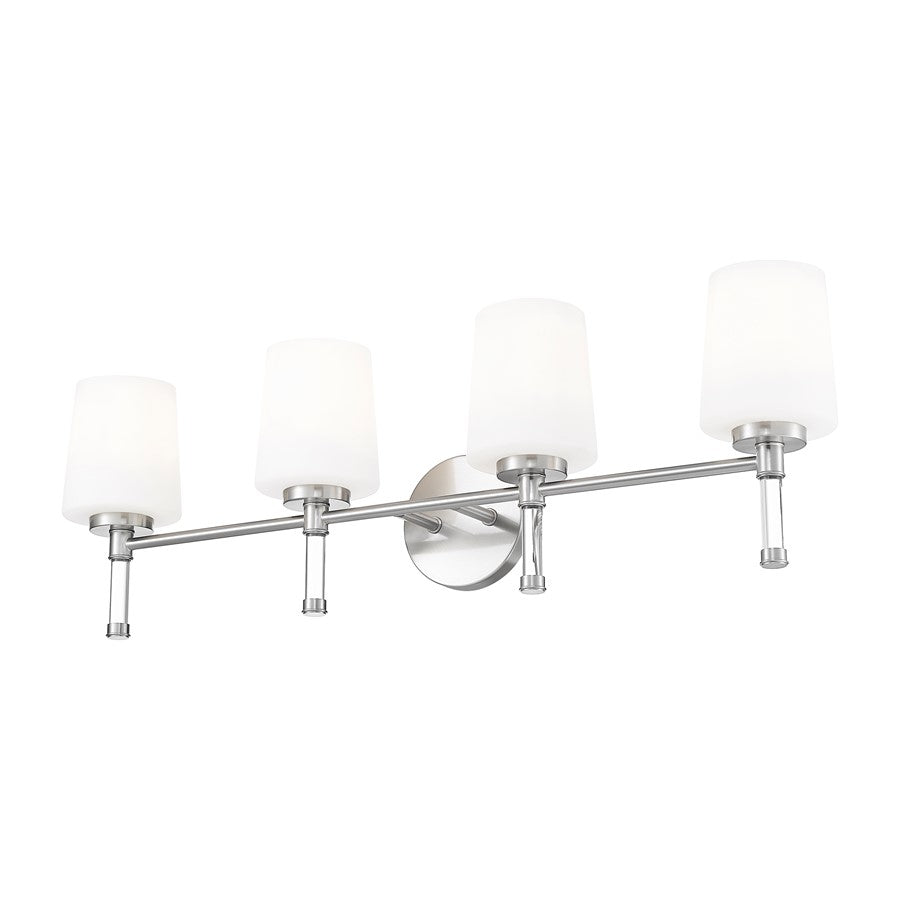 Z-Lite Henri 4 Light Vanity, Brushed Nickel/White Opal