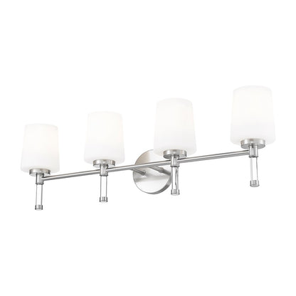Z-Lite Henri 4 Light Vanity, Brushed Nickel/White Opal