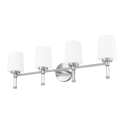 Z-Lite Henri 4 Light Vanity, Brushed Nickel/White Opal