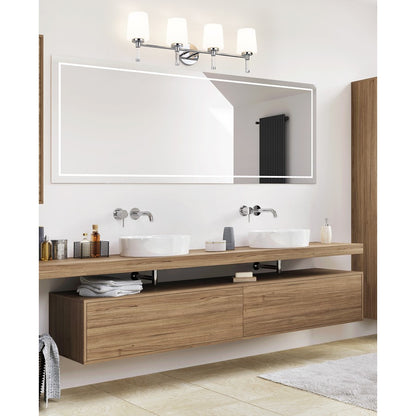 Z-Lite Henri 4 Light Vanity, Chrome /White Opal