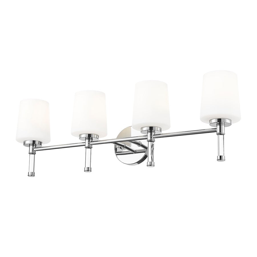 Z-Lite Henri 4 Light Vanity, Chrome /White Opal