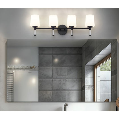 Z-Lite Henri 4 Light Vanity, Matte Black/White Opal