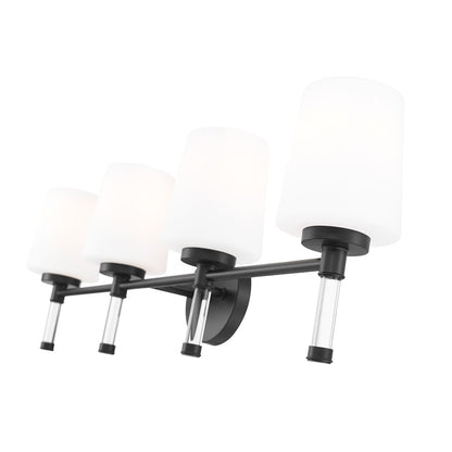 Z-Lite Henri 4 Light Vanity, Matte Black/White Opal