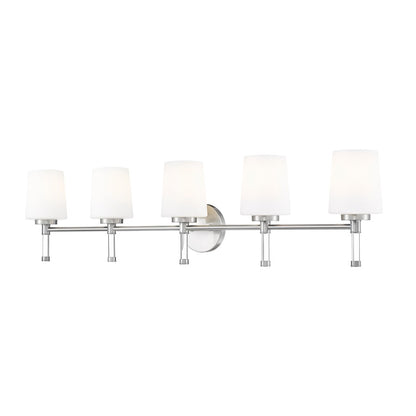Z-Lite Henri 5 Light Vanity, Brushed Nickel/White Opal - 7700-5V-BN