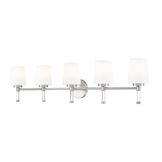 Z-Lite Henri 5 Light Vanity, Brushed Nickel/White Opal - 7700-5V-BN