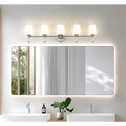 Z-Lite Henri 5 Light Vanity, Brushed Nickel/White Opal