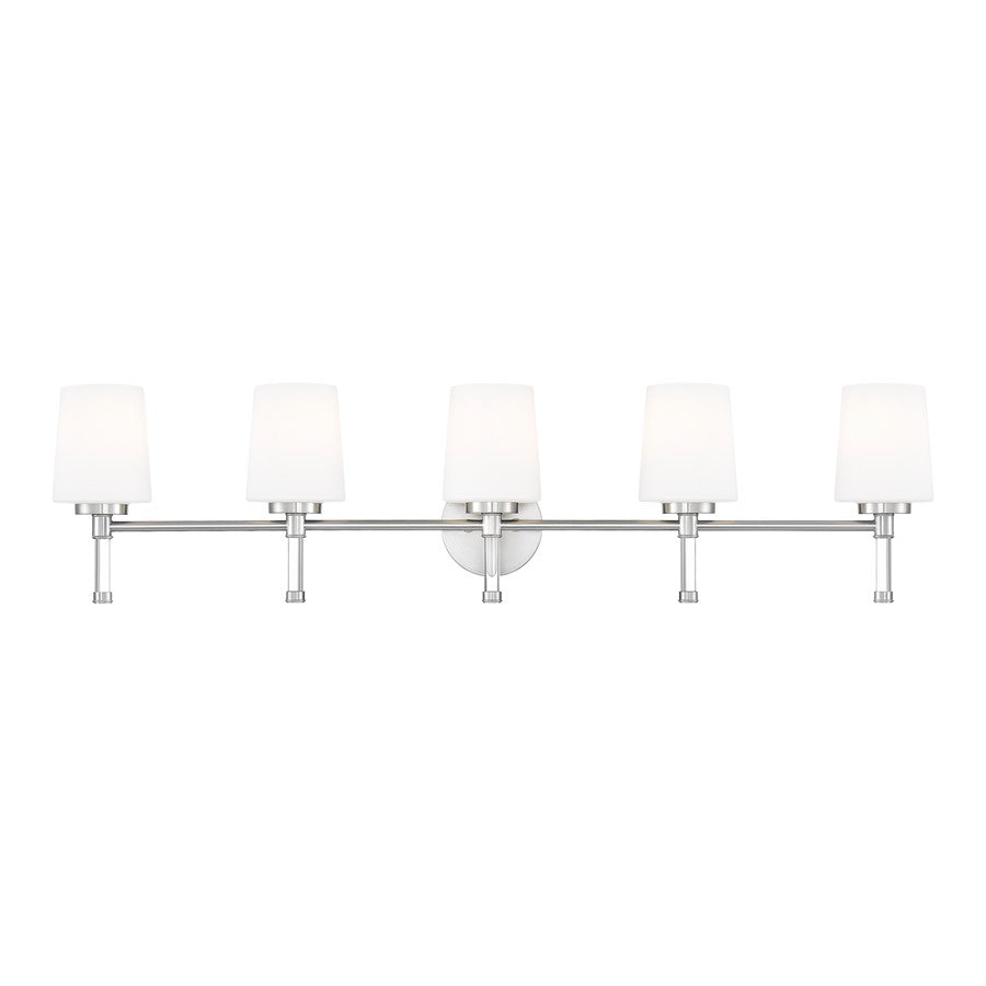 Z-Lite Henri 5 Light Vanity, Brushed Nickel/White Opal