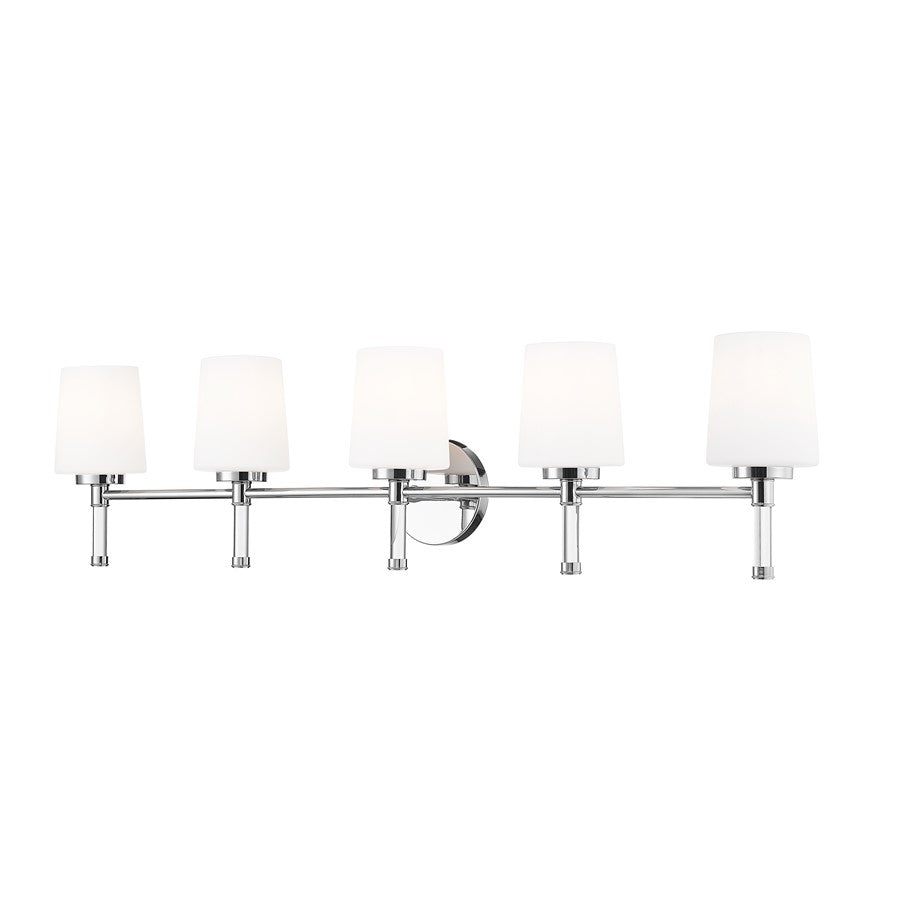Z-Lite Henri 5 Light Vanity, Chrome /White Opal - 7700-5V-CH