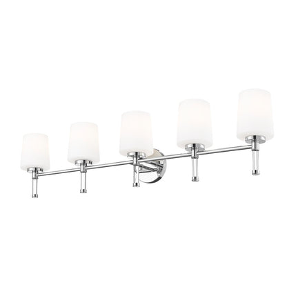 Z-Lite Henri 5 Light Vanity, Chrome /White Opal