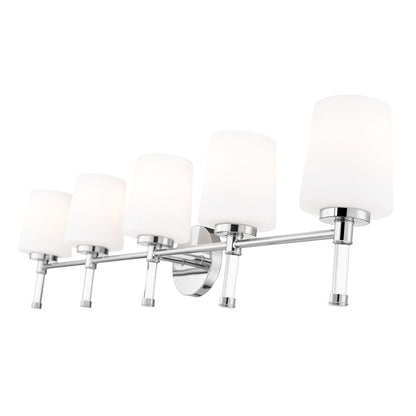 Z-Lite Henri 5 Light Vanity, Chrome /White Opal