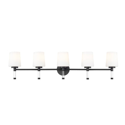 Z-Lite Henri 5 Light Vanity, Matte Black/White Opal