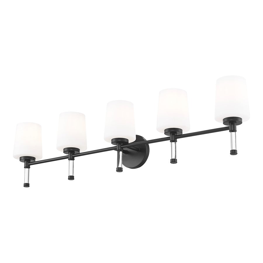 Z-Lite Henri 5 Light Vanity, Matte Black/White Opal