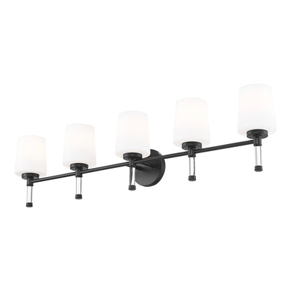 Z-Lite Henri 5 Light Vanity, Matte Black/White Opal