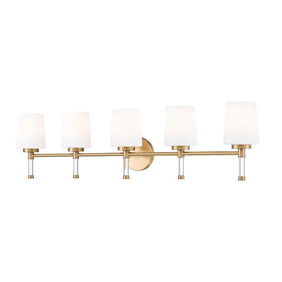Z-Lite Henri 5 Light Vanity, Modern Gold/White Opal - 7700-5V-MGLD