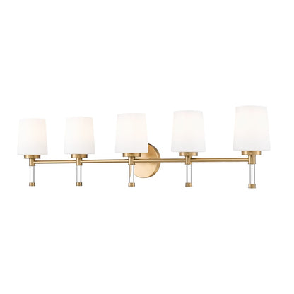 Z-Lite Henri 5 Light Vanity, Modern Gold/White Opal - 7700-5V-MGLD
