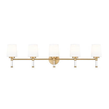 Z-Lite Henri 5 Light Vanity, Modern Gold/White Opal