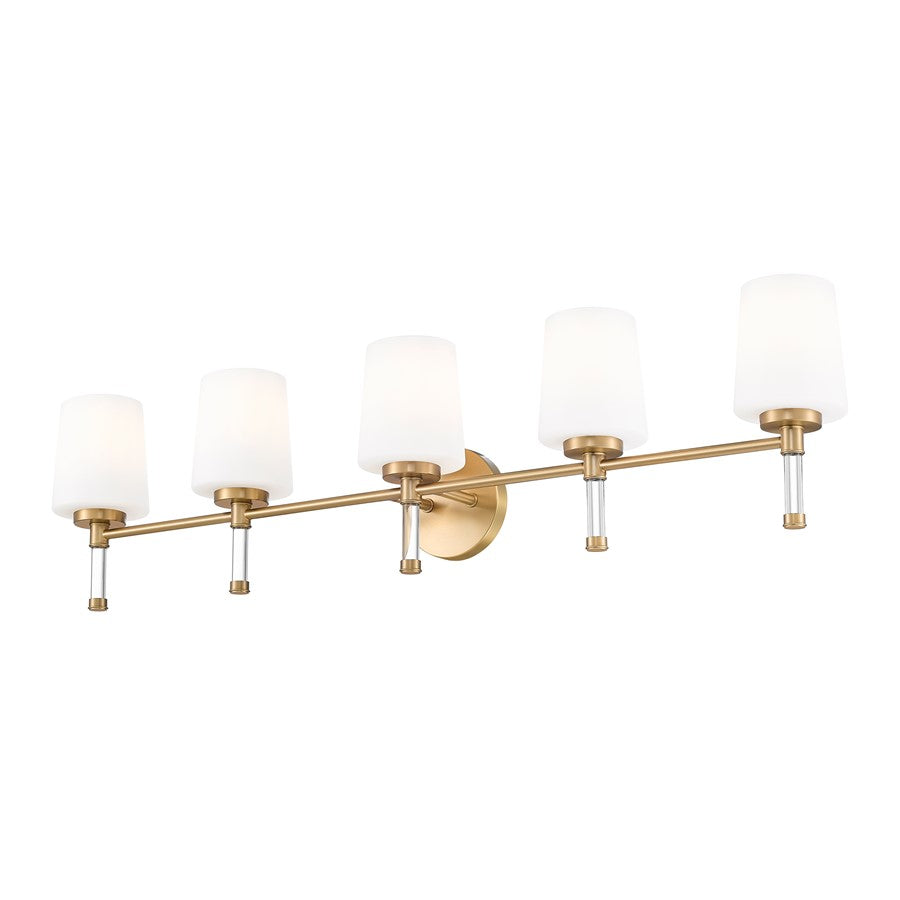 Z-Lite Henri 5 Light Vanity, Modern Gold/White Opal