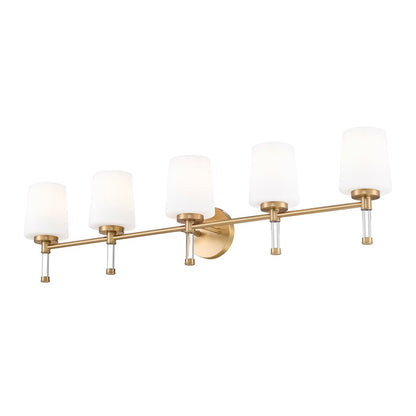 Z-Lite Henri 5 Light Vanity, Modern Gold/White Opal