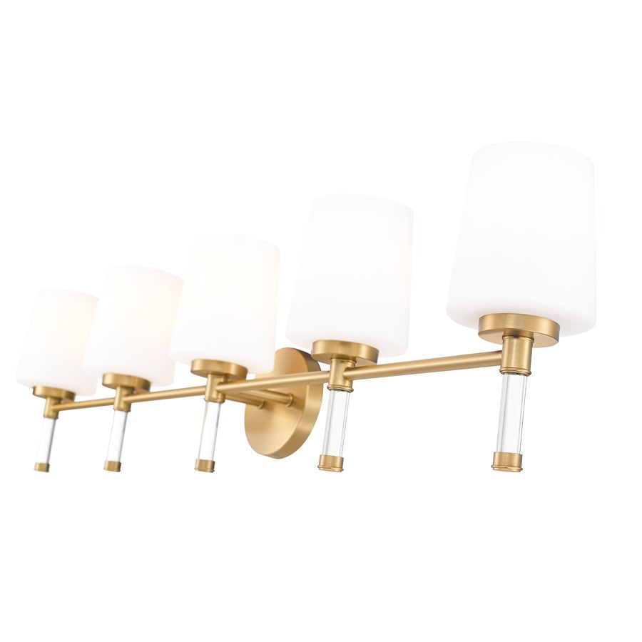 Z-Lite Henri 5 Light Vanity, Modern Gold/White Opal