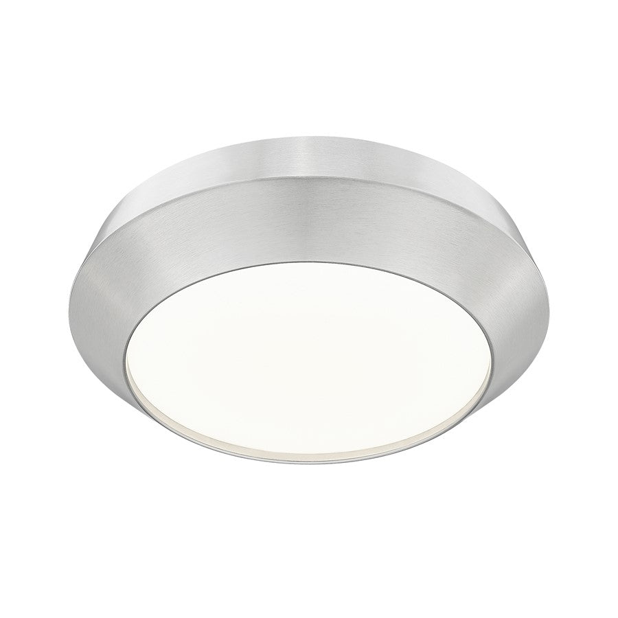 Z-Lite Quasars 1 Light 12" Flush Mount, Brushed Nickel/White