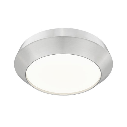 Z-Lite Quasars 1 Light 12" Flush Mount, Brushed Nickel/White