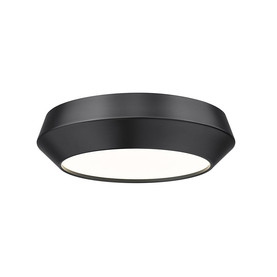 Z-Lite Quasars 1 Light 12" Flush Mount, Matte Black/White - 7701F12-MB-LED