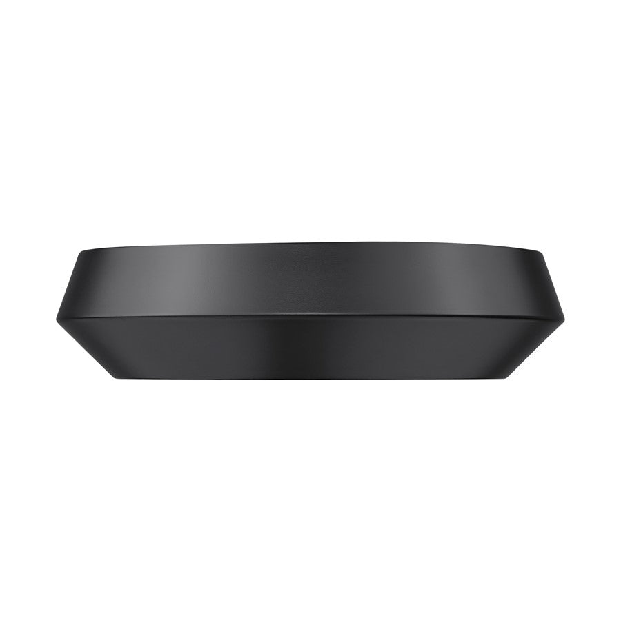 Z-Lite Quasars 1 Light 12" Flush Mount, Matte Black/White