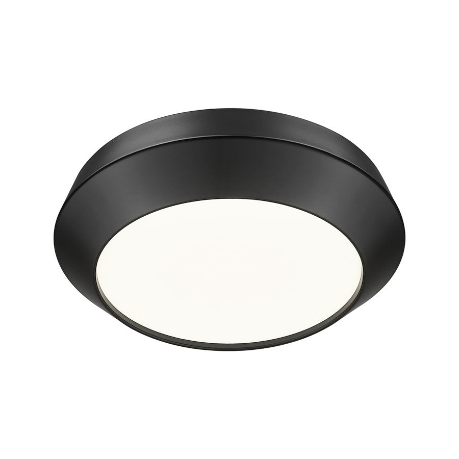 Z-Lite Quasars 1 Light 12" Flush Mount, Matte Black/White