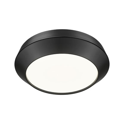 Z-Lite Quasars 1 Light 12" Flush Mount, Matte Black/White