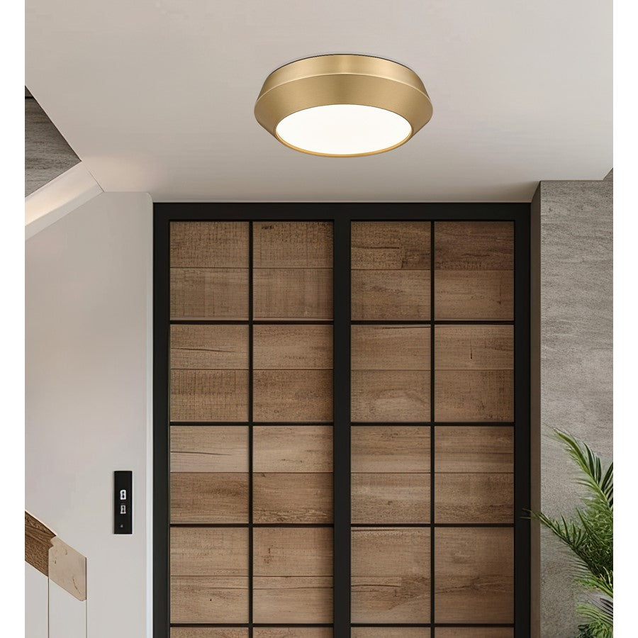 Z-Lite Quasars 1 Light 12" Flush Mount, Modern Gold/White