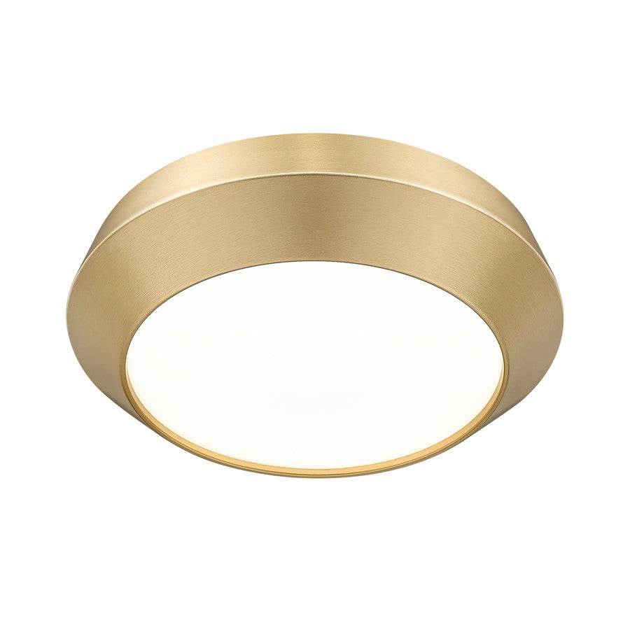 Z-Lite Quasars 1 Light 12" Flush Mount, Modern Gold/White