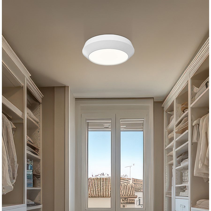 Z-Lite Quasars 1 Light 12" Flush Mount, Matte White/White