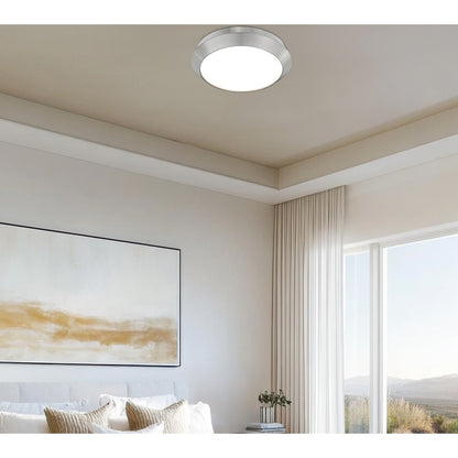 Z-Lite Quasars 1 Light 16" Flush Mount, Brushed Nickel/White