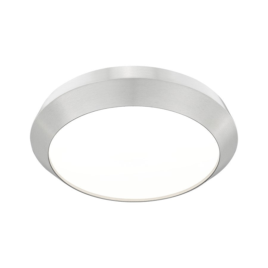 Z-Lite Quasars 1 Light 16" Flush Mount, Brushed Nickel/White