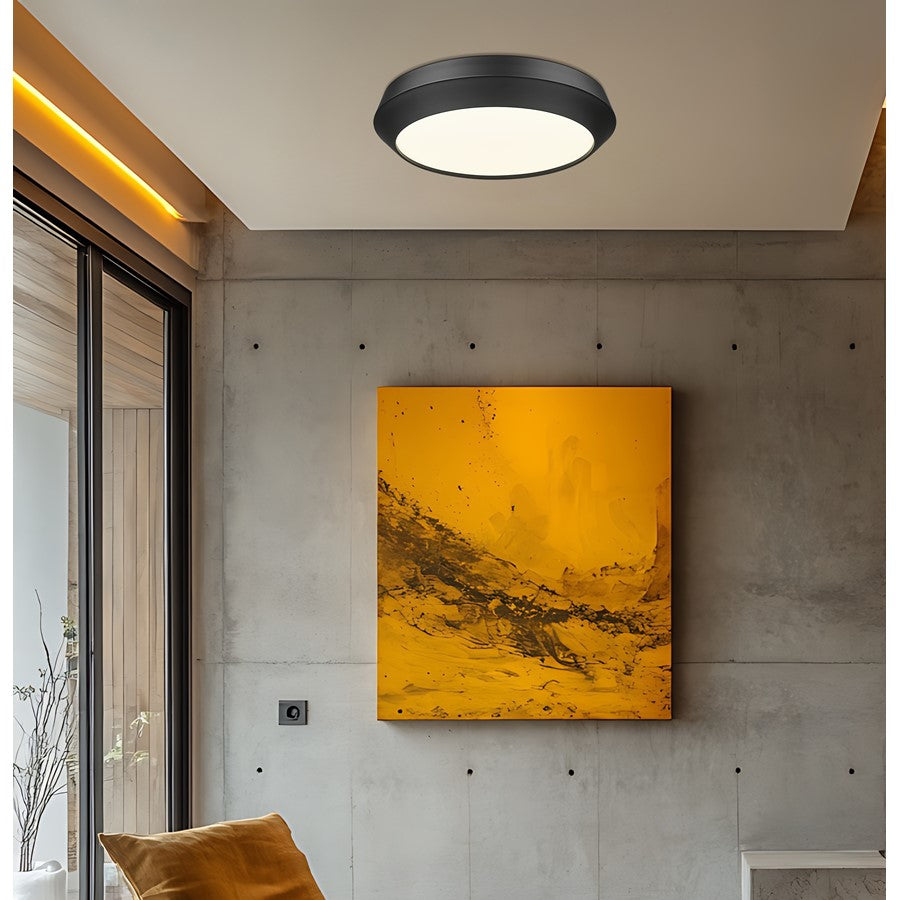 Z-Lite Quasars 1 Light 16" Flush Mount, Matte Black/White