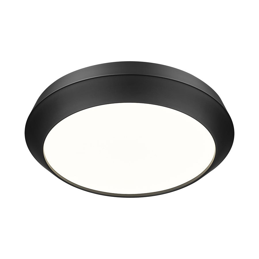 Z-Lite Quasars 1 Light 16" Flush Mount, Matte Black/White
