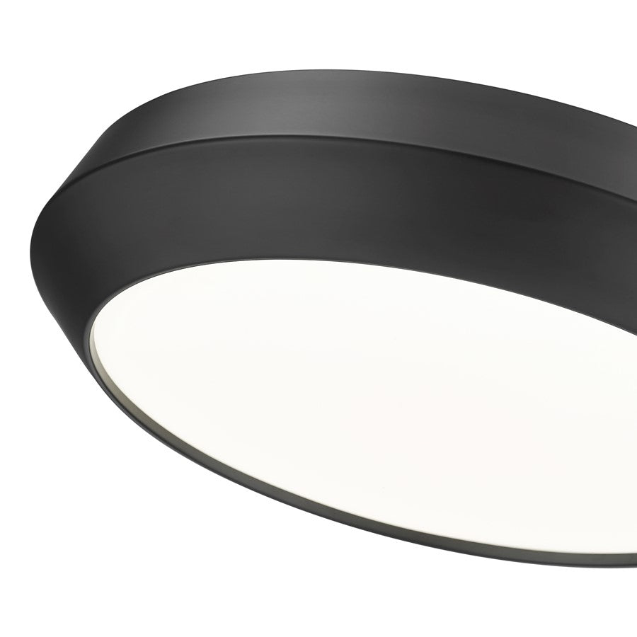 Z-Lite Quasars 1 Light 16" Flush Mount, Matte Black/White