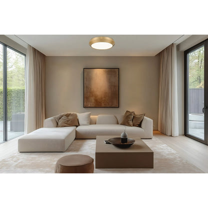 Z-Lite Quasars 1 Light 16" Flush Mount, Modern Gold/White