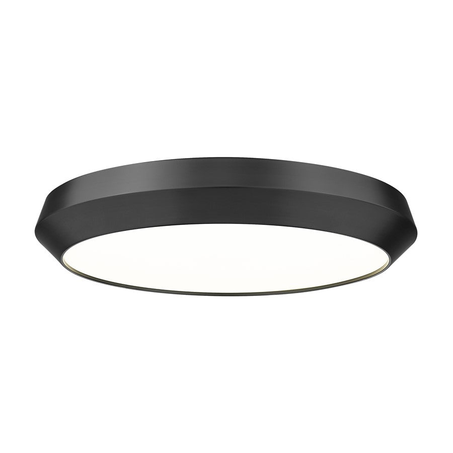 Z-Lite Quasars 1 Light 20" Flush Mount, Matte Black/White - 7701F20-MB-LED