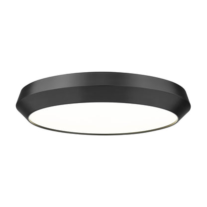 Z-Lite Quasars 1 Light 20" Flush Mount, Matte Black/White - 7701F20-MB-LED