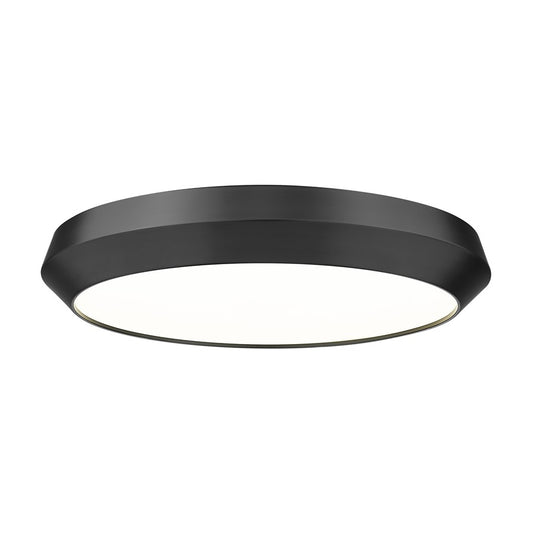 Z-Lite Quasars 1 Light 20" Flush Mount, Matte Black/White - 7701F20-MB-LED