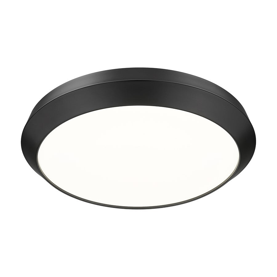 Z-Lite Quasars 1 Light 20" Flush Mount, Matte Black/White