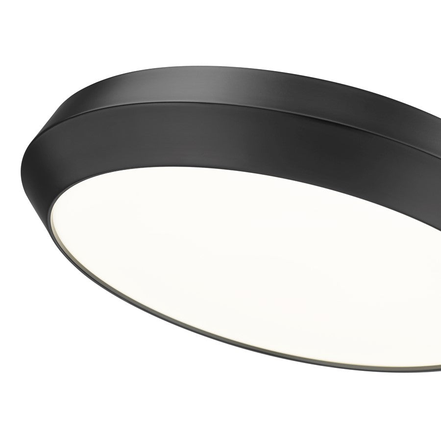 Z-Lite Quasars 1 Light 20" Flush Mount, Matte Black/White