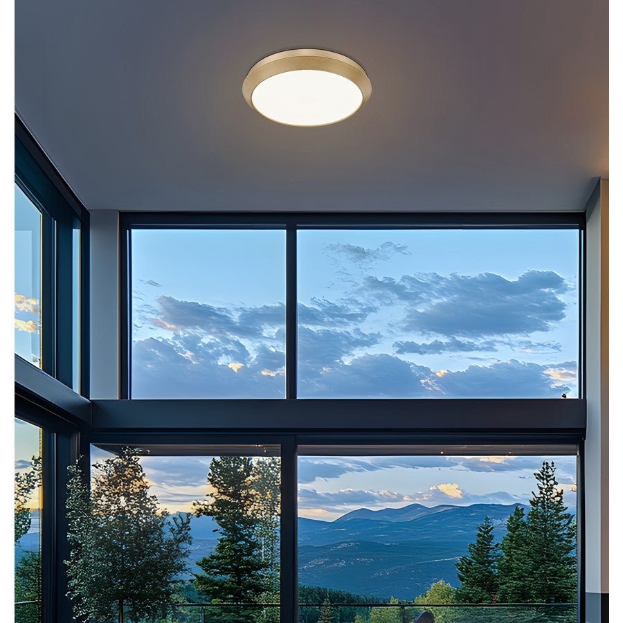 Z-Lite Quasars 1 Light 20" Flush Mount, Modern Gold/White