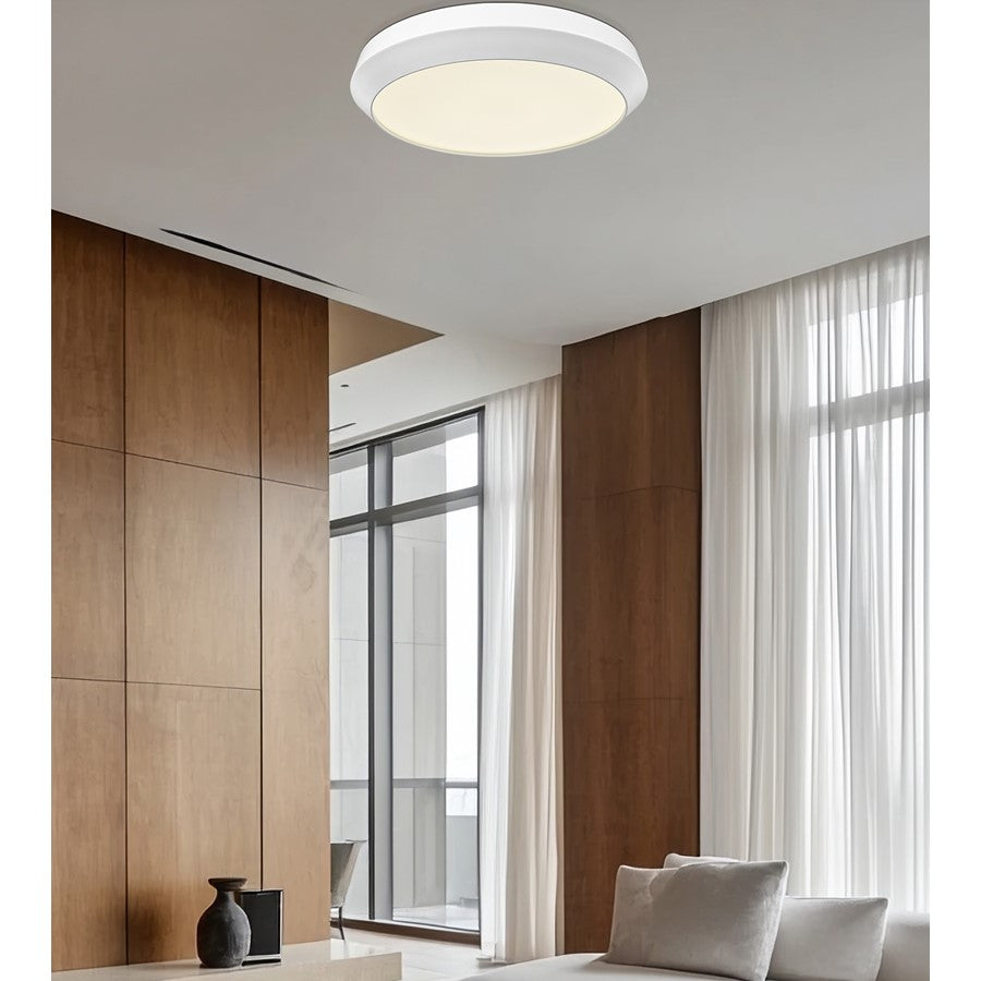 Z-Lite Quasars 1 Light 20" Flush Mount, Matte White/White