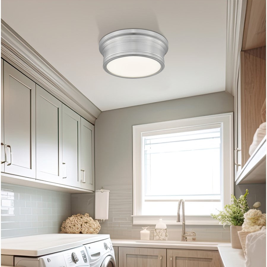 Z-Lite Bentley 1 Light 12" Flush Mount, Brushed Nickel/White
